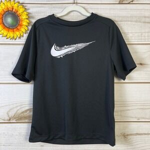 Kids Nike Training TShirt Black Short Sleeve Dri-FIT Swoosh Logo Size S